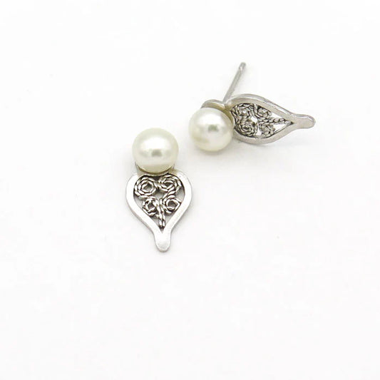 Boucles d’oreilles Mila en argent filigrane et perles RP39