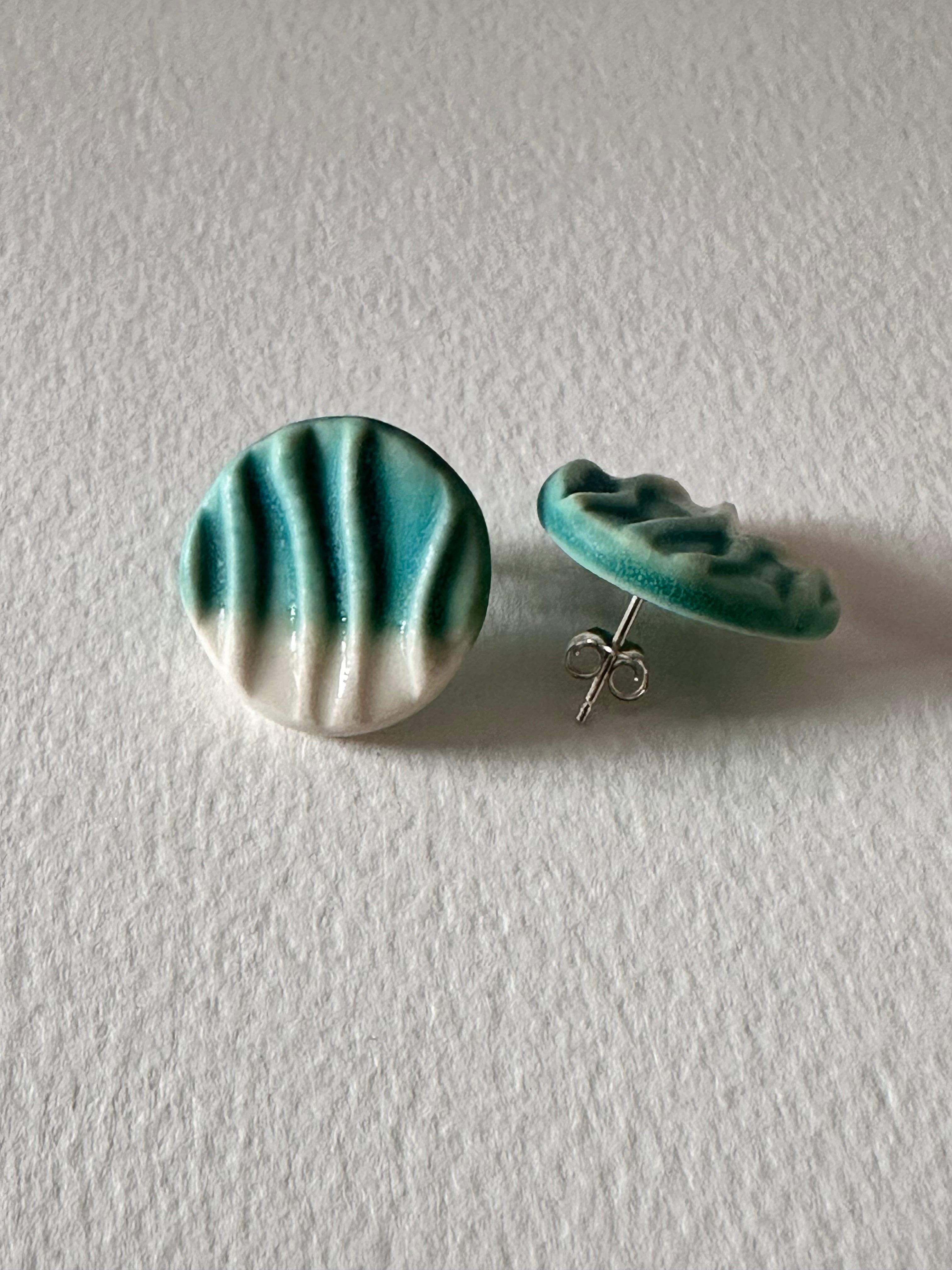 Emerald Green Button Earrings - Coralie Huckel