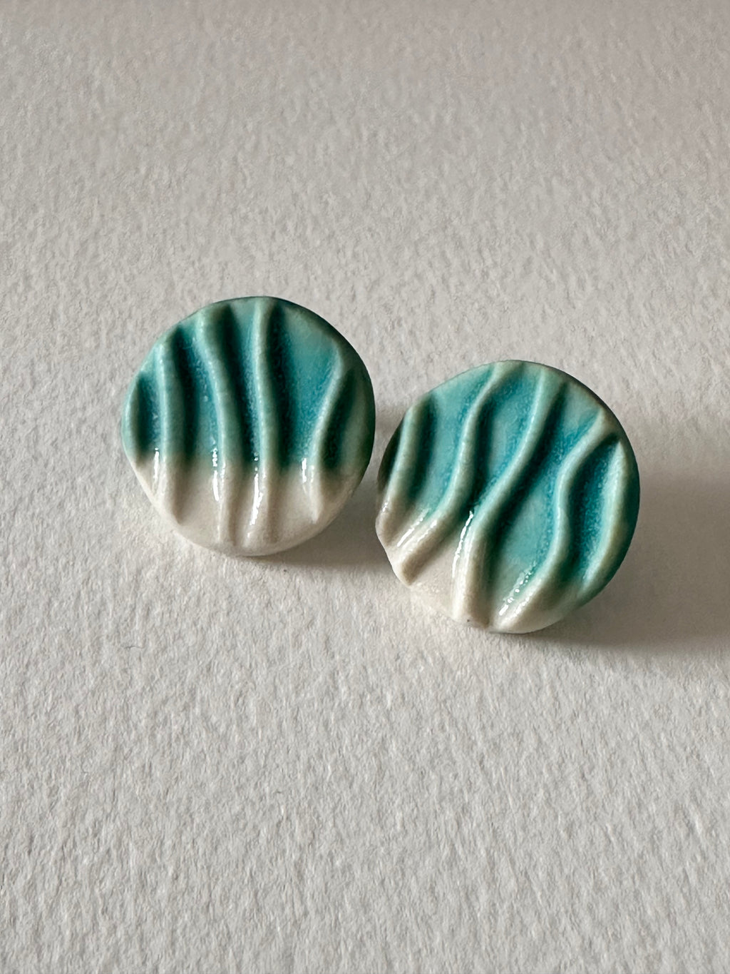 Emerald Green Button Earrings - Coralie Huckel