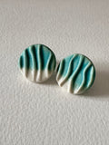 Emerald Green Button Earrings - Coralie Huckel