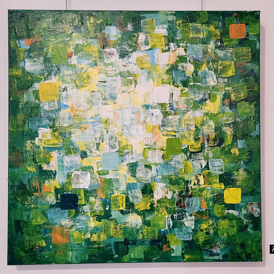 ''Canopée printanière" tableau 24 x 24 à l'acrylique