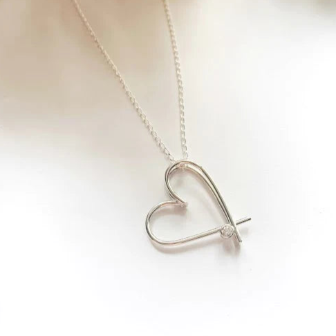 SEY - Silver "heart" pendant necklace with CZ CO14