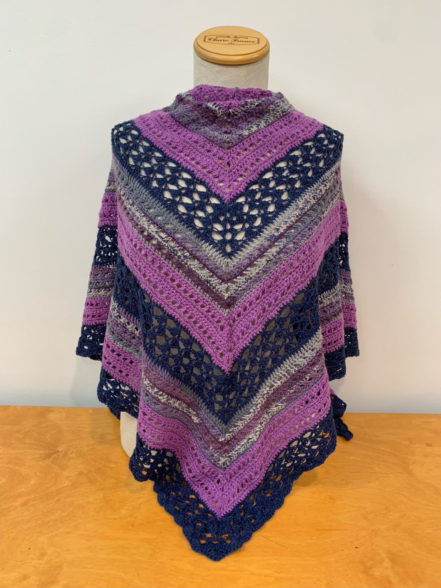 MPA - Châle Wilona mauve et bleu en laine
