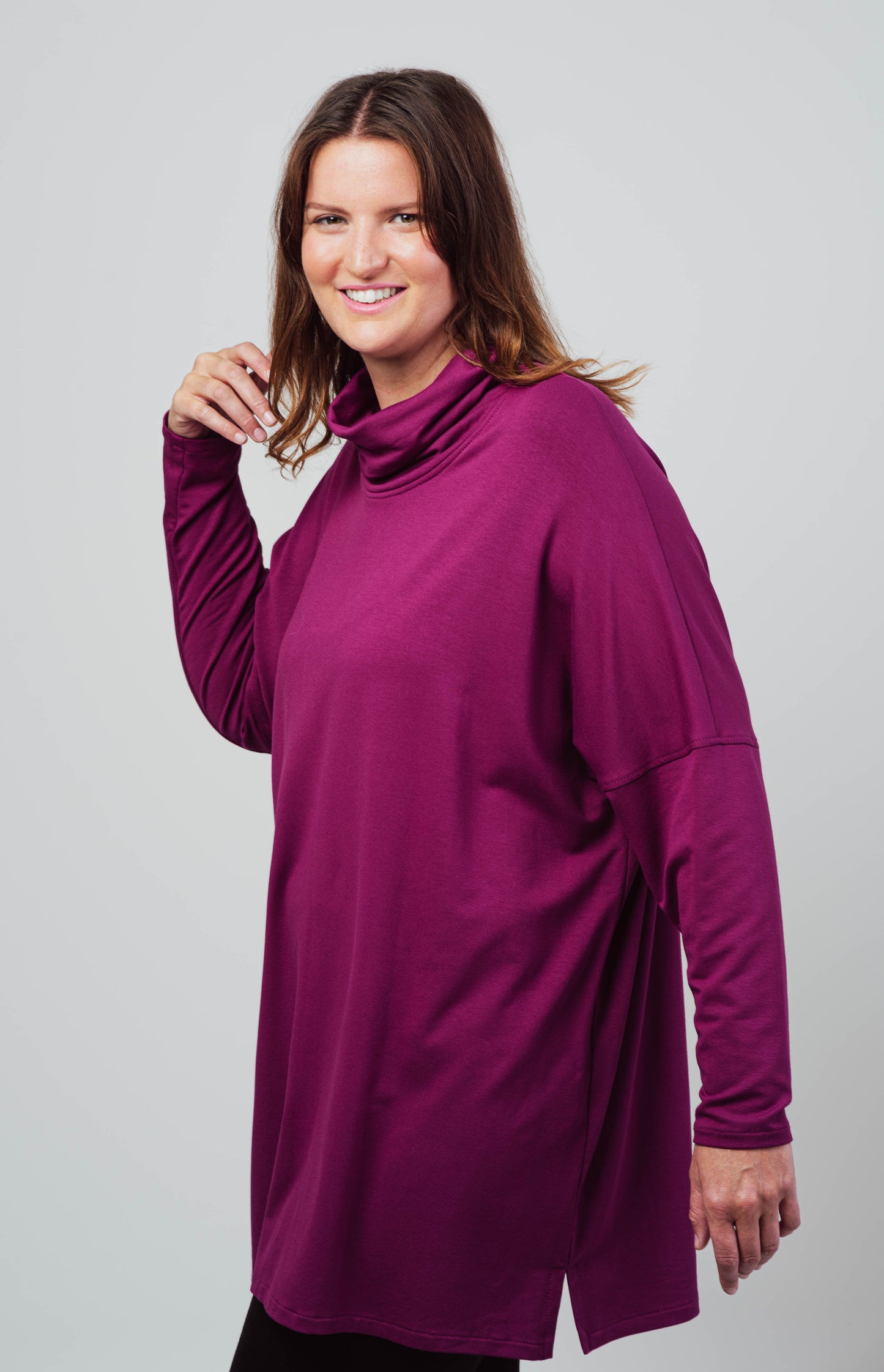Robe/tunique "Nadine" à col souple, couleur magenta