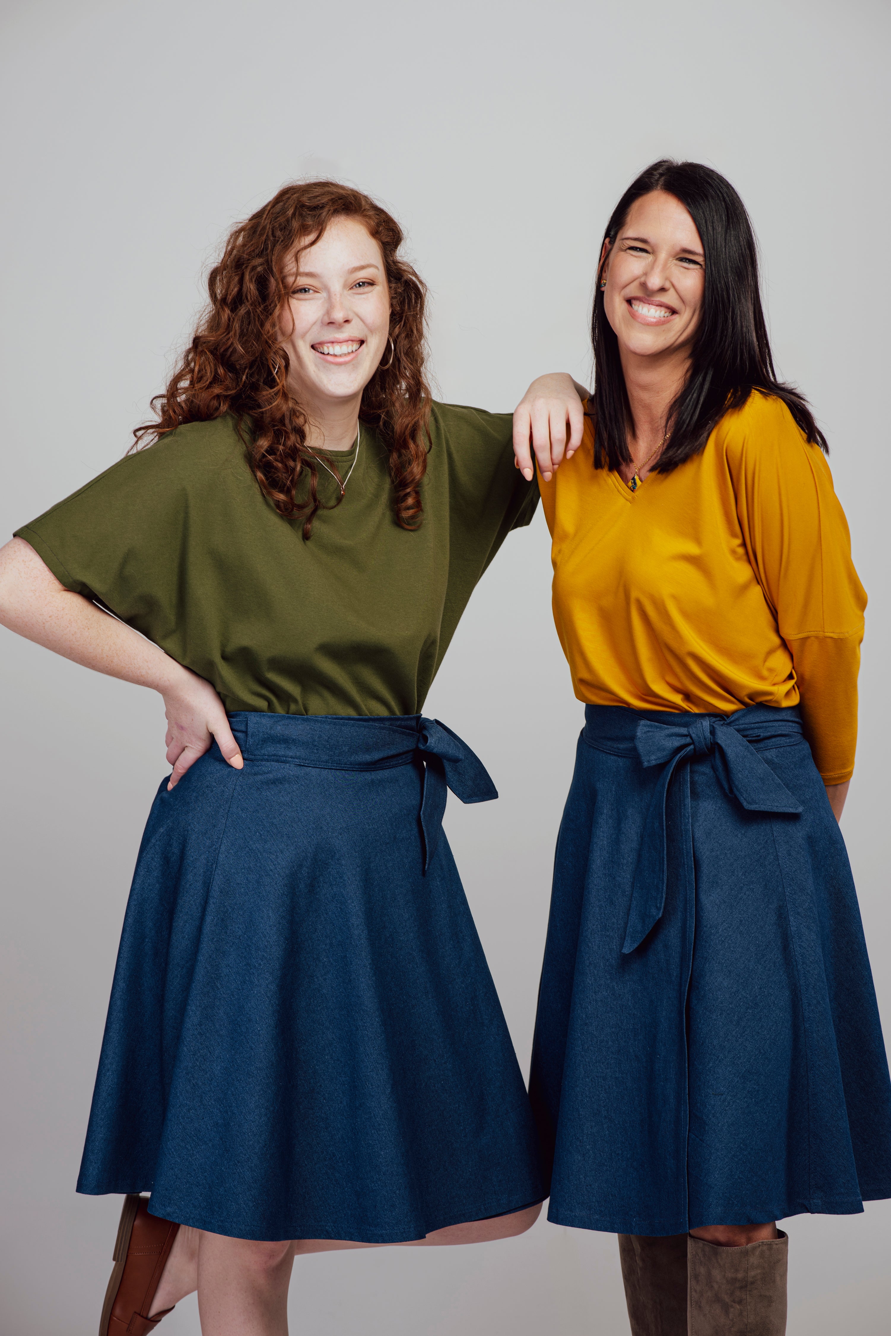 Jupe portefeuille aspect jeans
