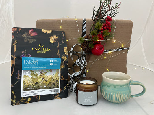 Ensemble réconfort - Tasse, tisane et chandelle