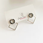 SEY - Vestes d'oreilles beigne et losange en argent sterling. PE23-02