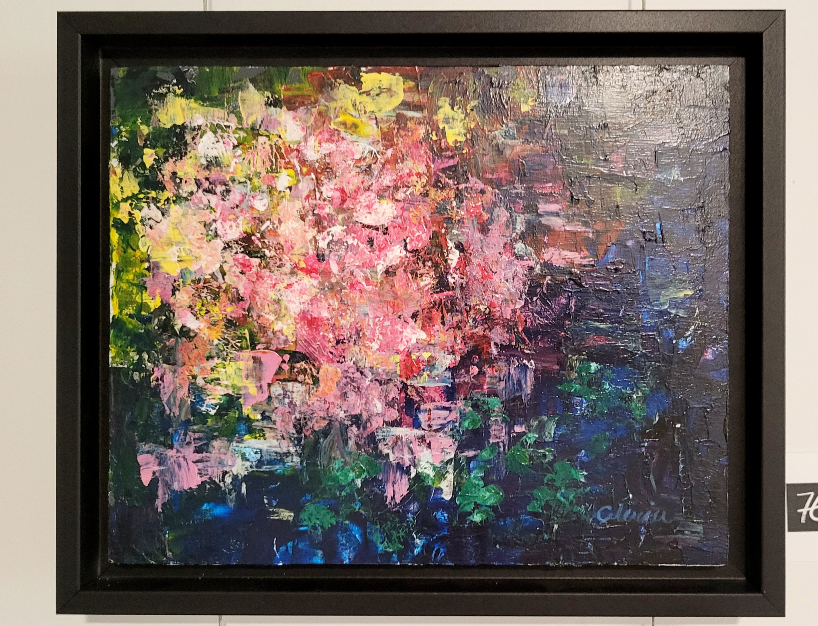 Jardin nocturne - tableau 8 x 10 à l'acrylique, encadrée