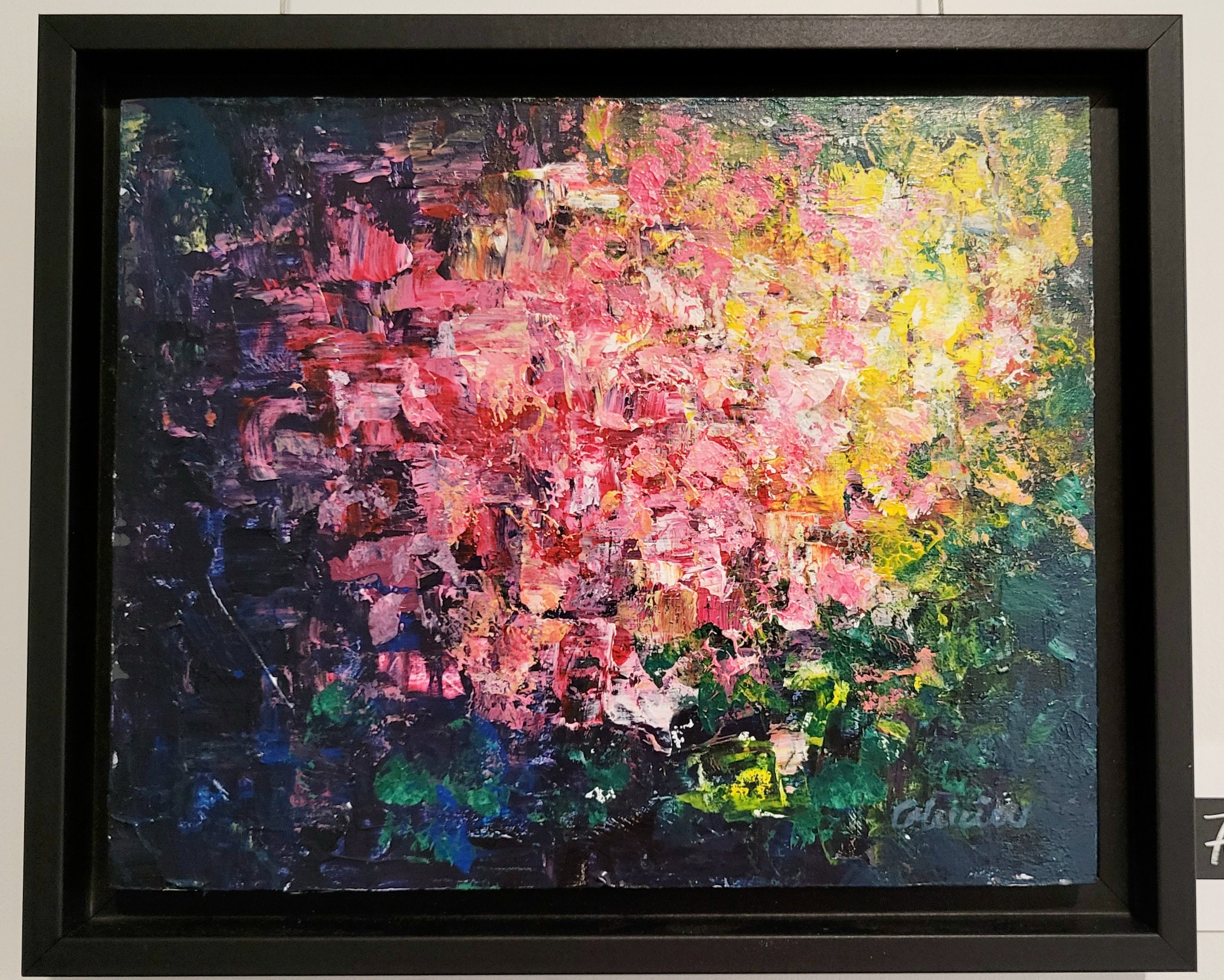 Jardin obscur - tableau 8 x 10 à l'acrylique, encadré