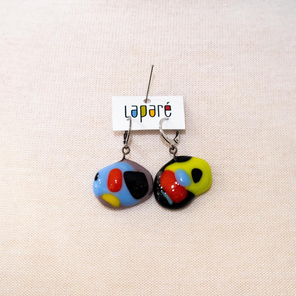 LAP - Colorful fused glass earrings, Laparé jewelry.