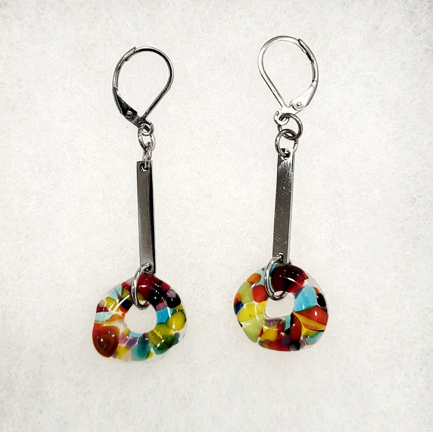 Boucles d'oreilles colorées en verre fusionné - Laparé bijoux