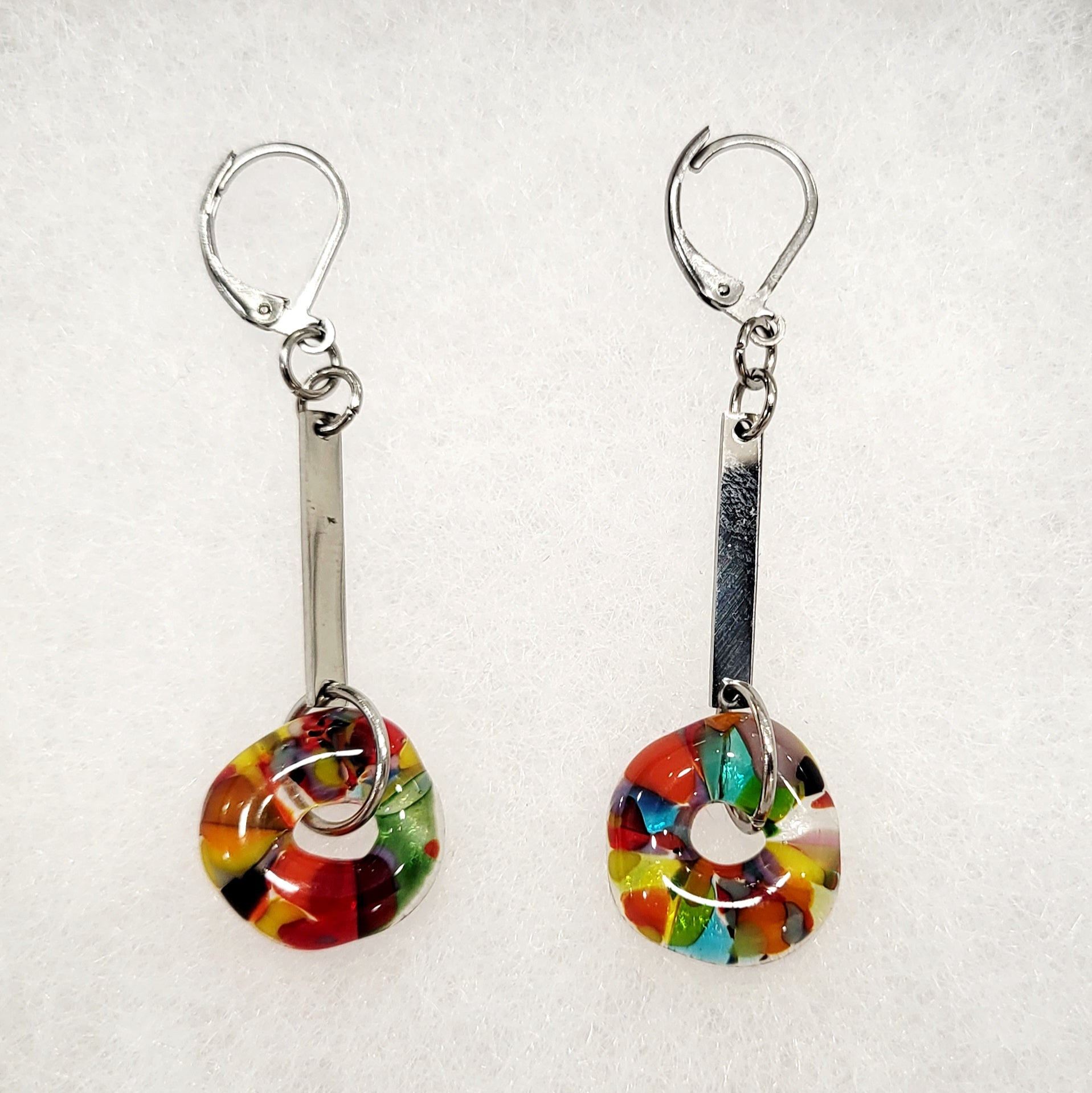 Boucles d'oreilles colorées en verre fusionné - Laparé bijoux