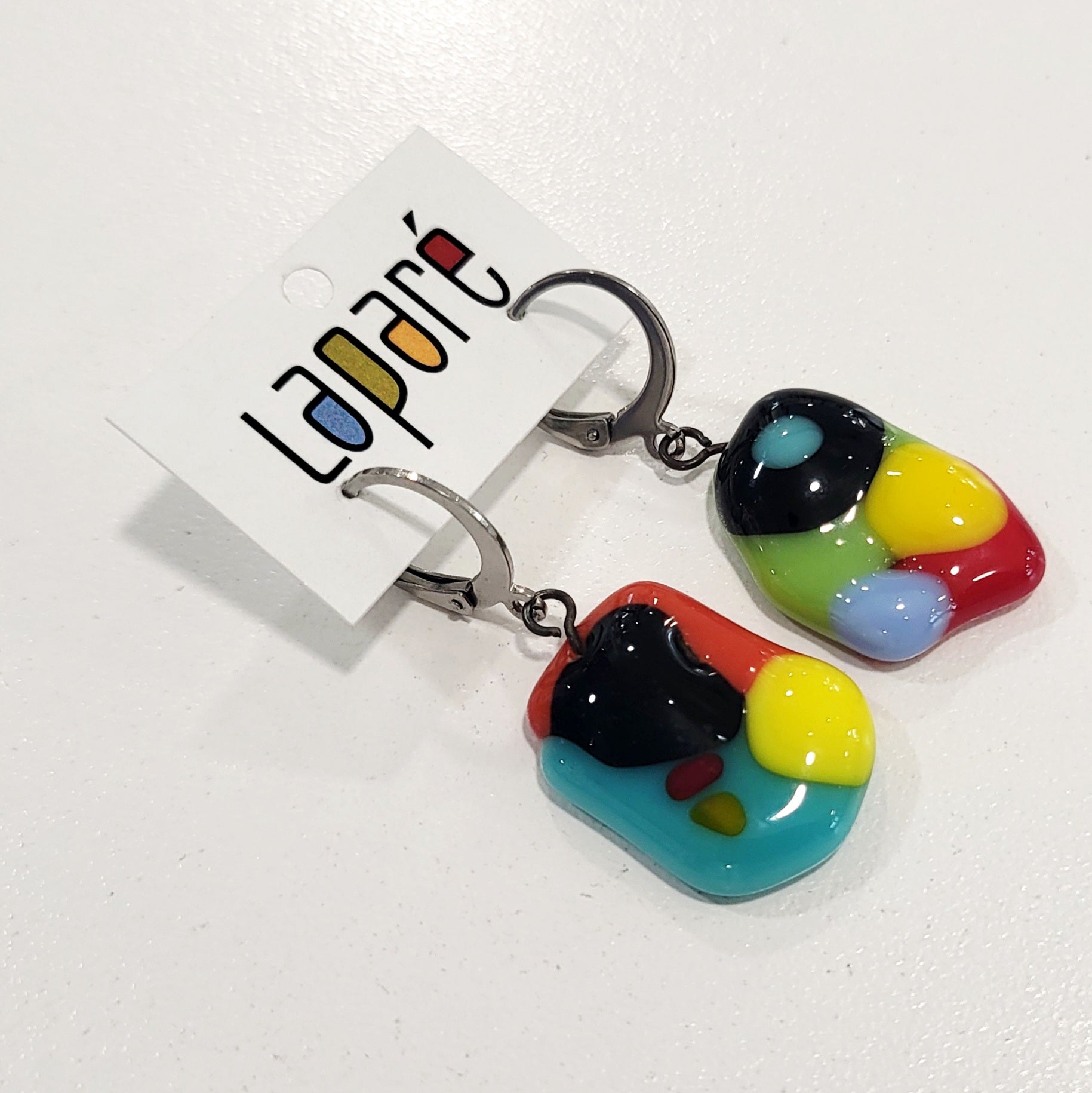 LAP - Boucles d'oreilles colorées en verre fusionné, Laparé bijoux