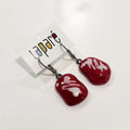 LAP - Boucles d'oreilles en verre fusionné rouge et blanc, Laparé bijoux