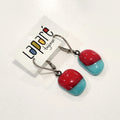 LAP - Boucles d'oreilles turquoise et rouge en verre fusionné, Laparé bijoux (Copie)