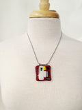 Forest green fused glass house-shaped necklace - Laparé jewelry.