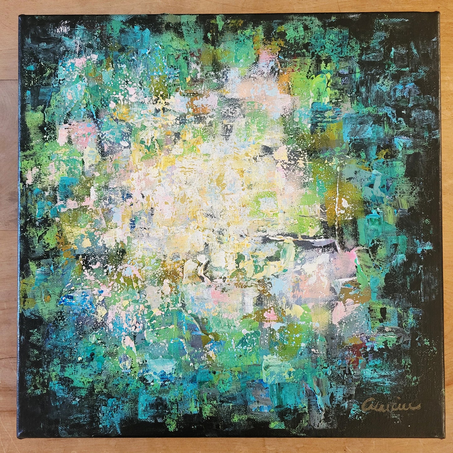 Le Partage - tableau 12 x 12 à l'acrylique