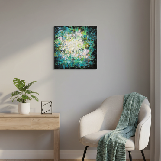 Le Partage - tableau 12 x 12 à l'acrylique