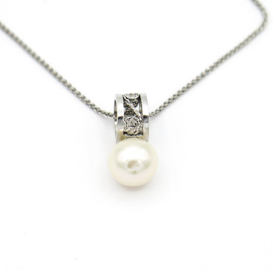 Pendentif Victoria en argent et perle blanche - Rose Perle