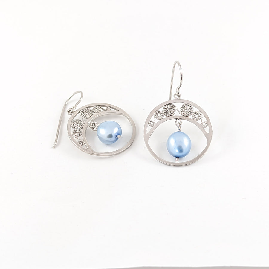 Boucles d'oreilles Cristina bleu - Rose Perle