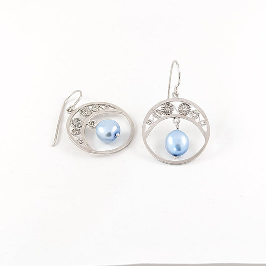Boucles d'oreilles Cristina bleu - Rose Perle