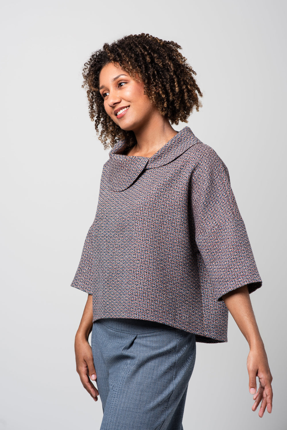 Pèlerine, veste pour femme en laine et soie