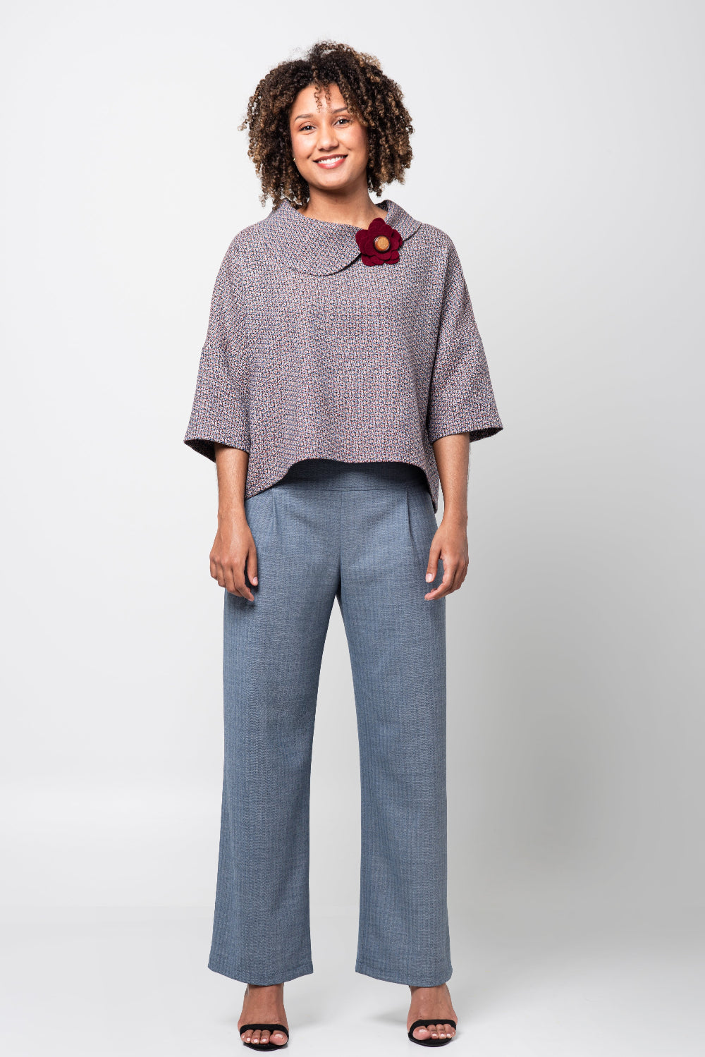 Pèlerine, veste pour femme en laine et soie