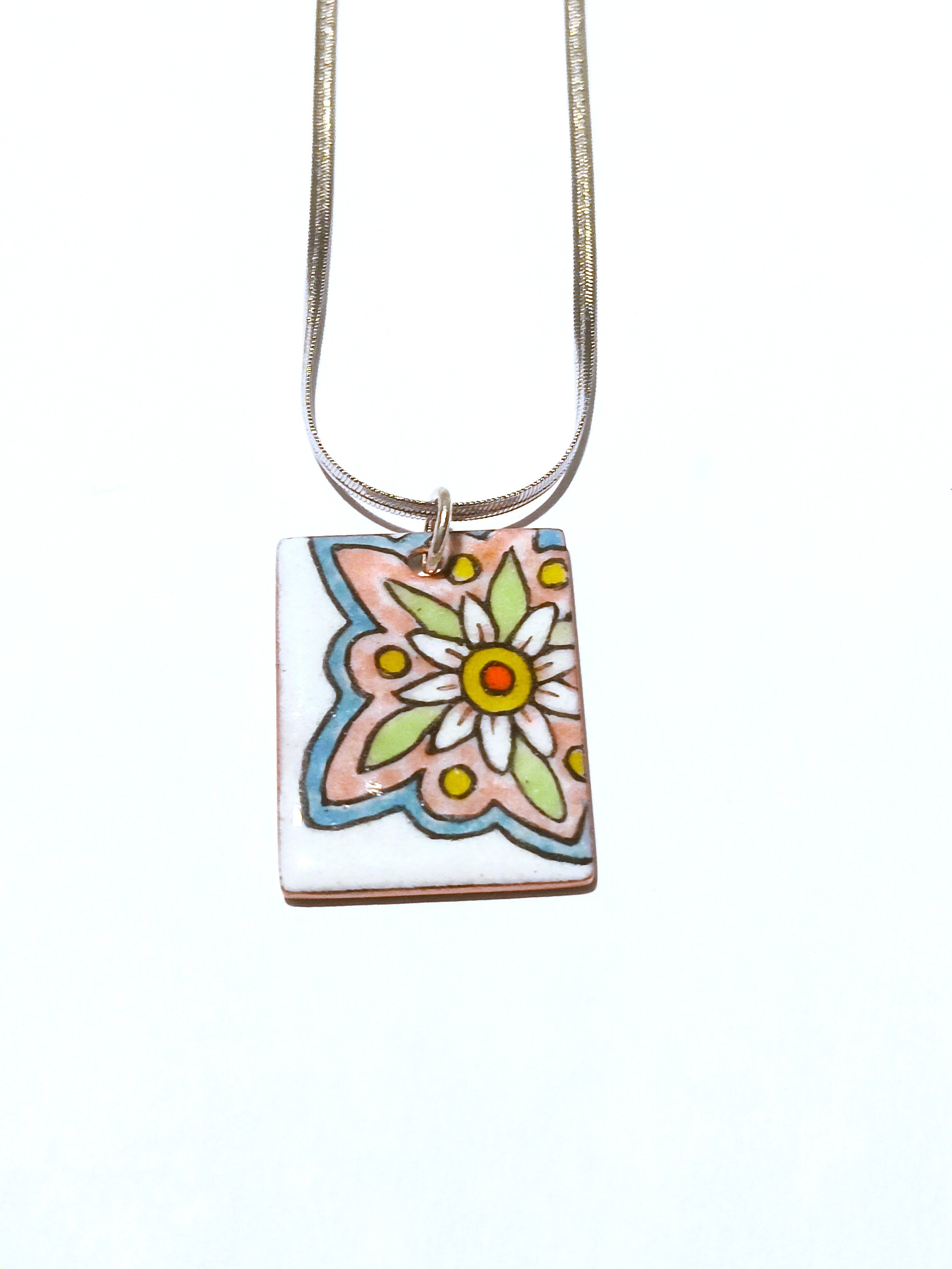 Pendentif (rectangle) en émail sur cuivre - Collection Bella
