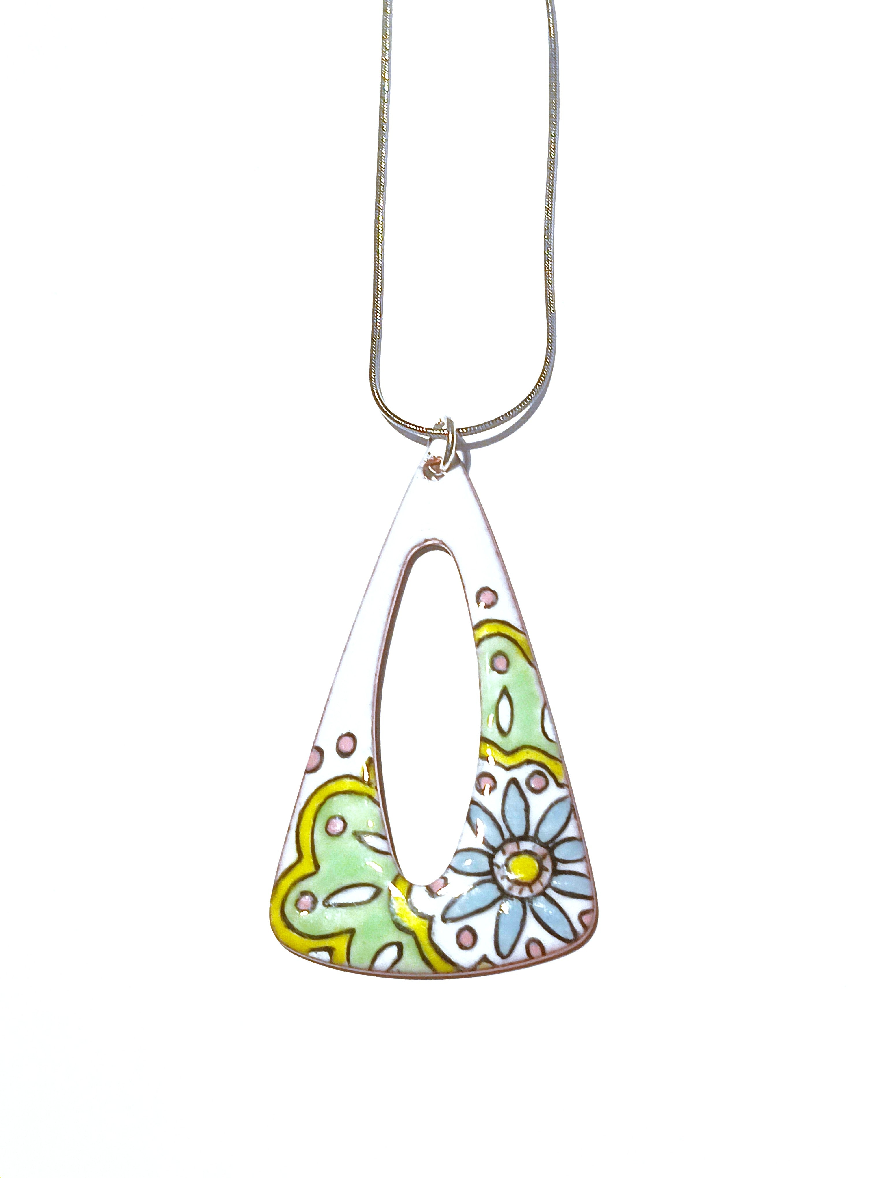 Pendentif (triangle percé) en émail sur cuivre - Collection Bella