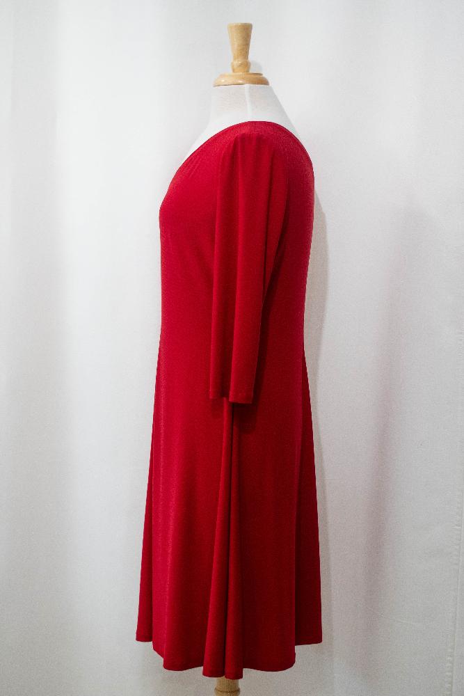 Robe Alice rouge à manches trois-quart