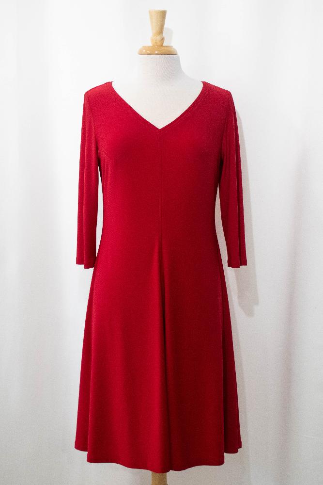 Robe Alice rouge à manches trois-quart