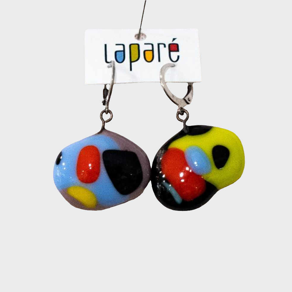 LAP - Boucles d'oreilles colorées en verre fusionné, Laparé bijoux.