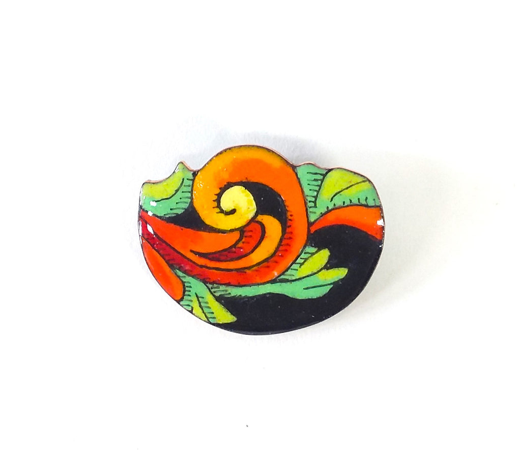 Broche en émail sur cuivre - DC268 Arancia - Christine Mercier atelier-boutique