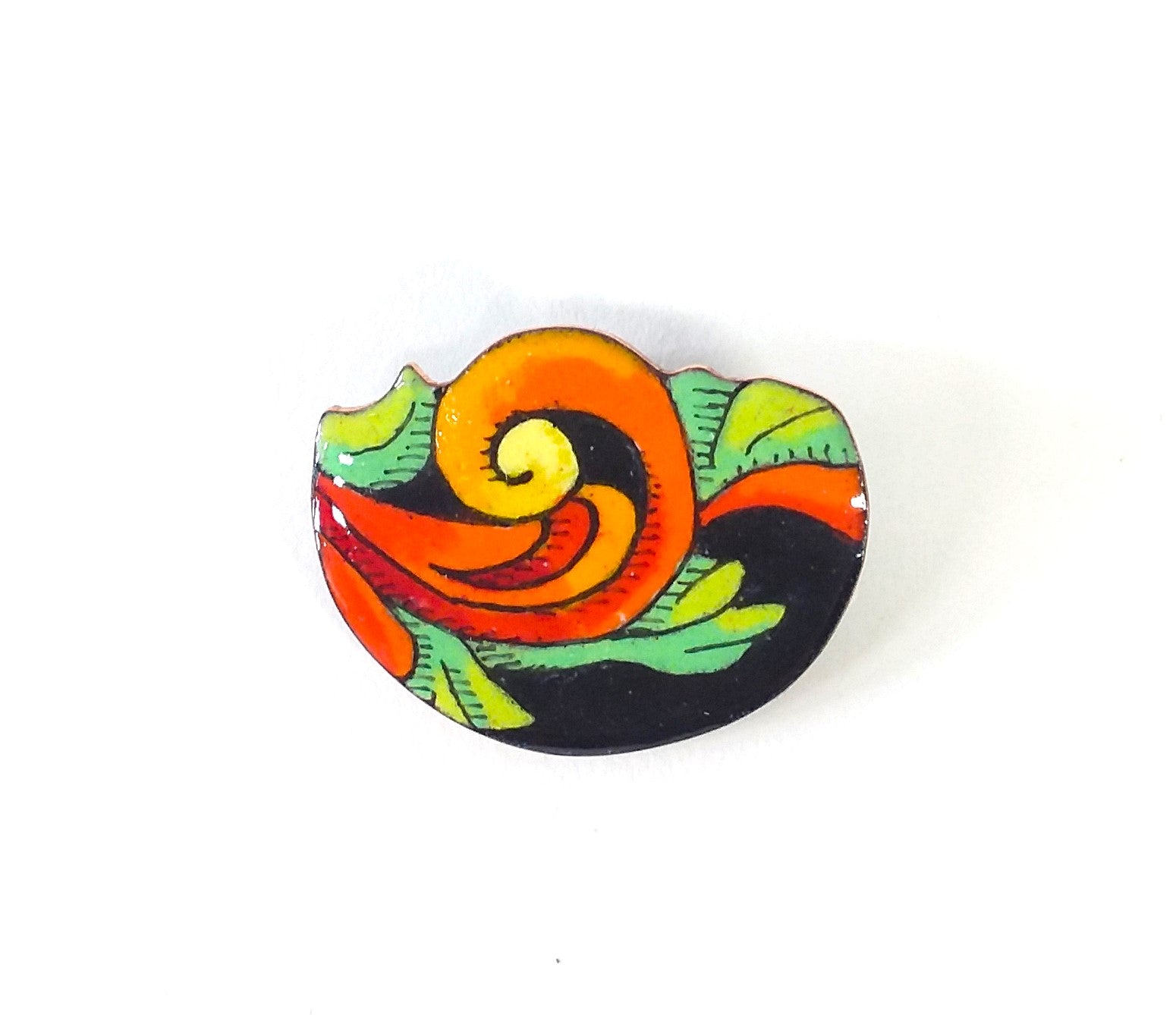 Broche en émail sur cuivre - DC268 Arancia - Christine Mercier atelier-boutique