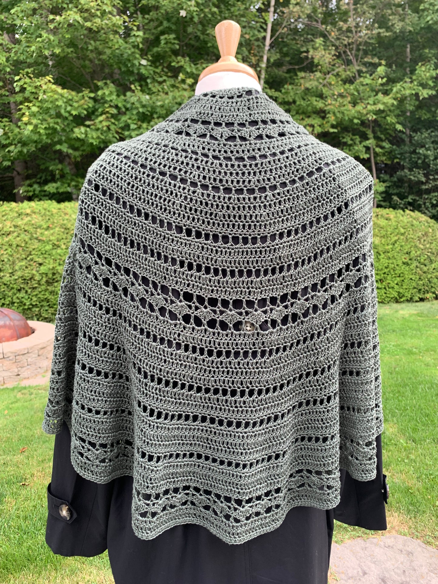 Châle en bambou tricoté au crochet, de couleur vert pin