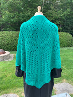 Châle tricoté à la main, de couleur émeraude vif