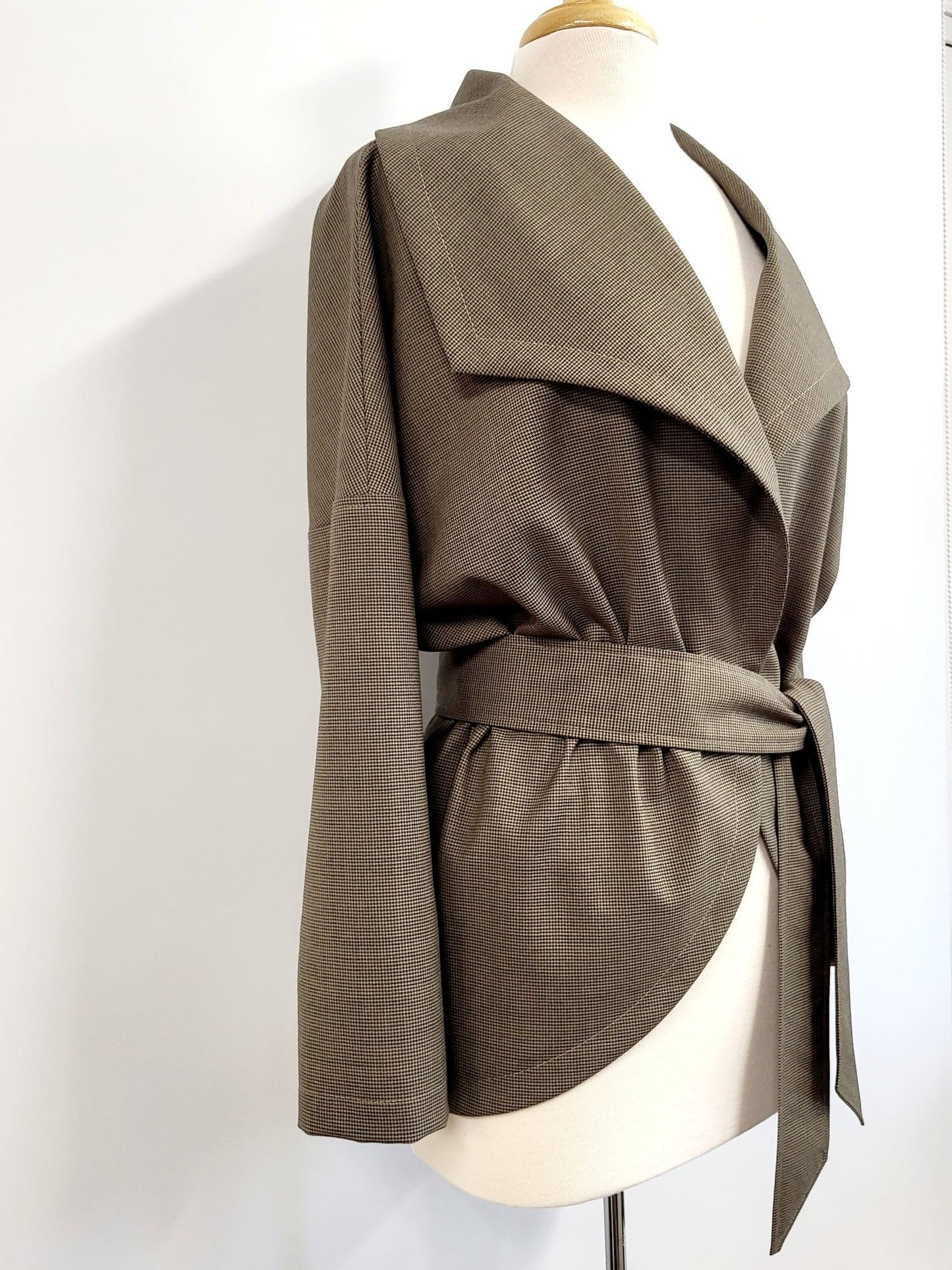''Lola'' veste ample en pure laine fine, pied - de - poule taupe. - Christine Mercier atelier - boutique - Christine Mercier