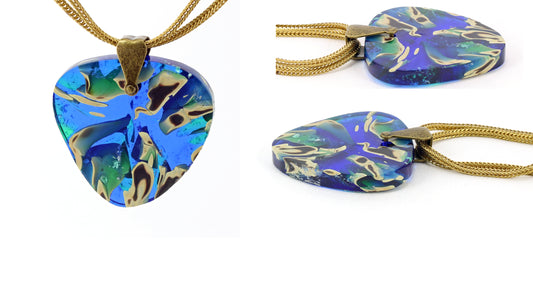 Glass and brass necklace - ENO P104