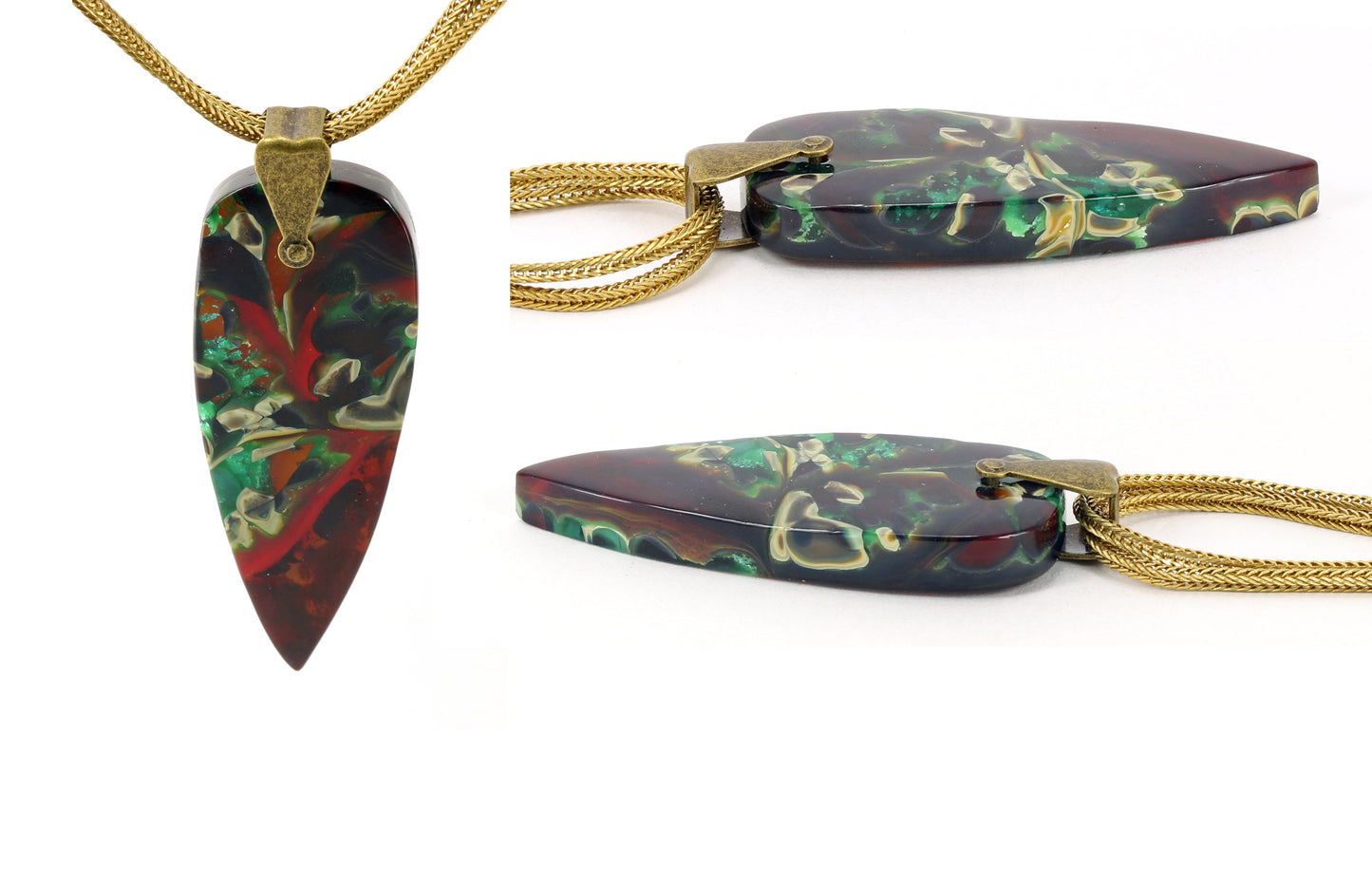 Collier en verre et laiton - ENO P118