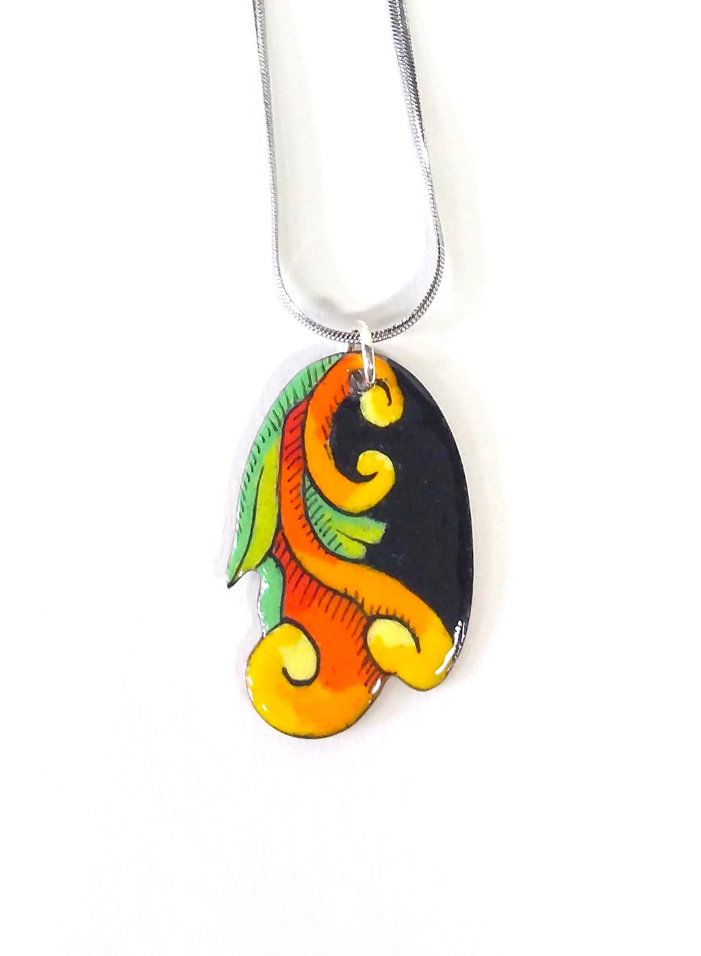 Collier en émail sur cuivre - DC264 Arancia - Christine Mercier atelier-boutique