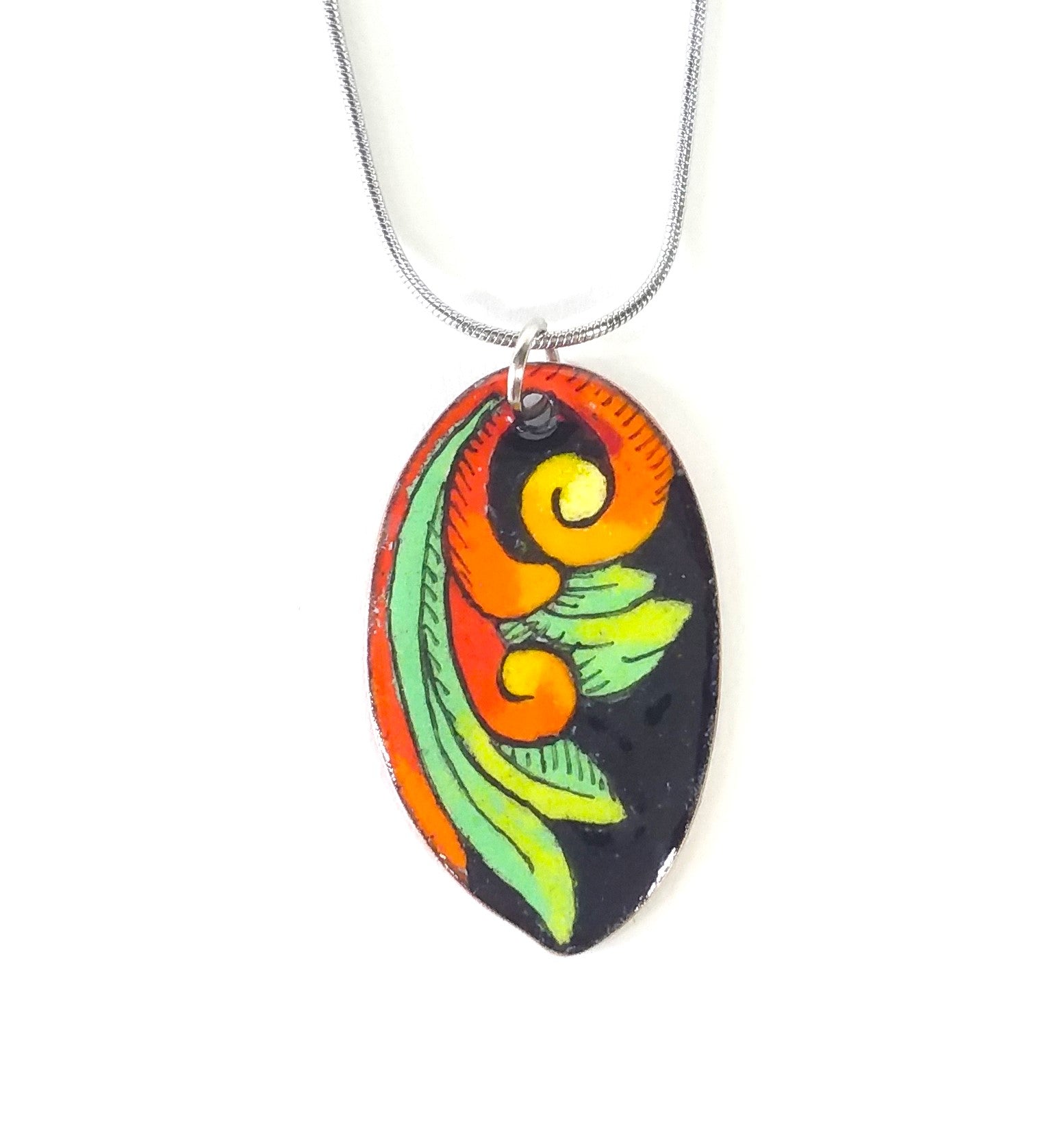 Collier en émail sur cuivre - DC264 Arancia - Christine Mercier atelier-boutique