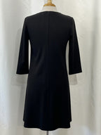 Robe Christine noire à manches trois-quarts