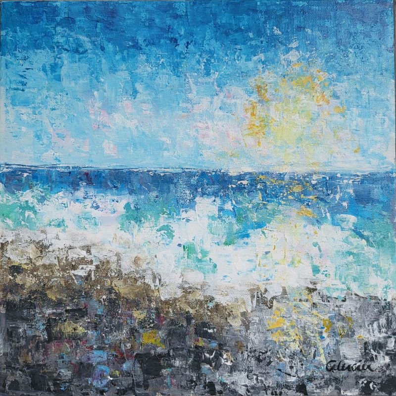 "Littoral insoumis" tableau 12 x 12 à l'acrylique