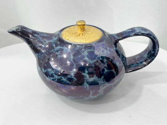 Théière bleue et or - Pauline Pelletier céramiste