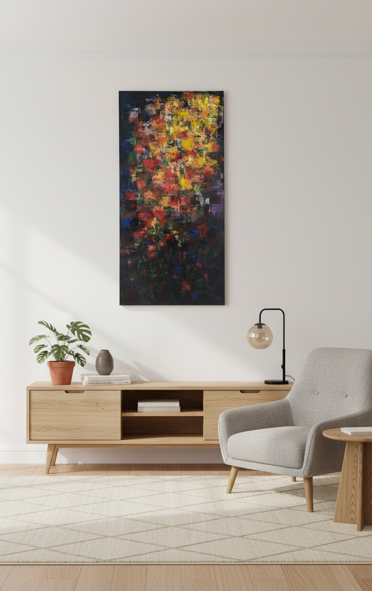 Inexorablement - tableau 48 x 24 à l'acrylique