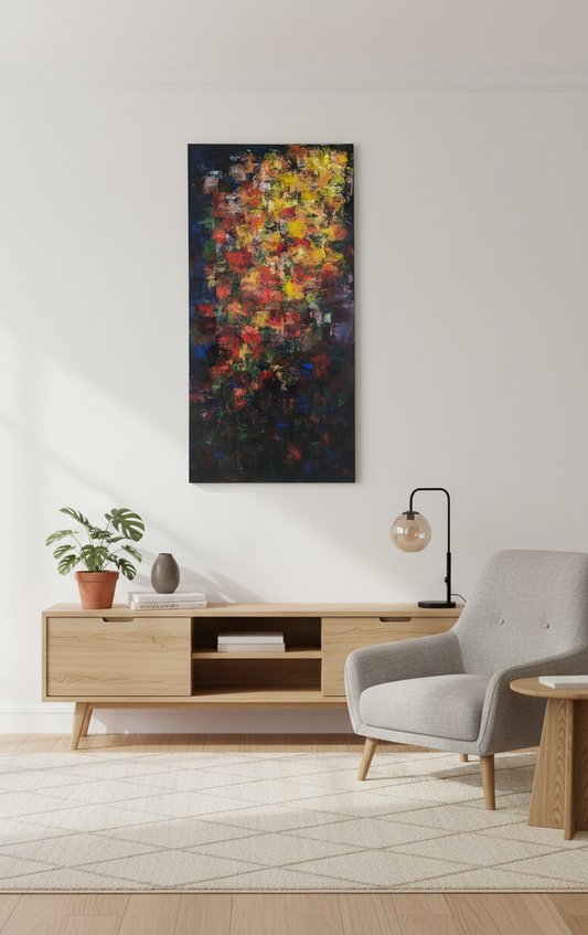 Inexorablement - tableau 48 x 24 à l'acrylique