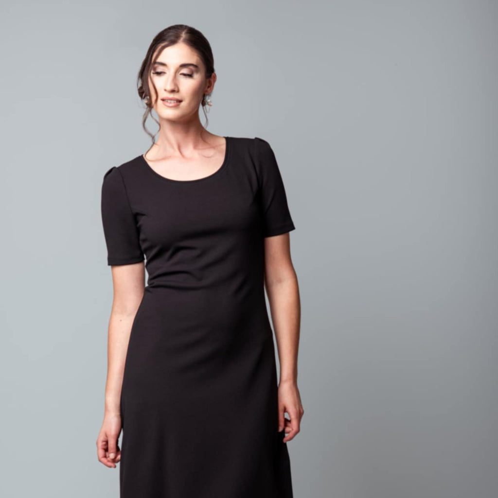 Robe Michelle longueur midi, manche à pli rond