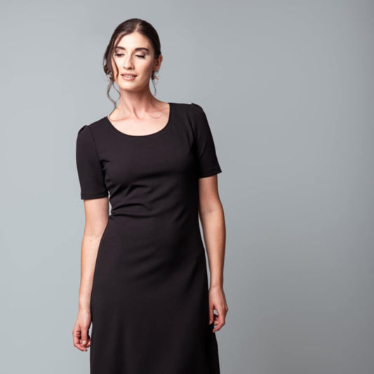 Robe Michelle longueur midi, manche à pli rond