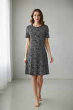 Robe Michelle à pois, manche à pli rond