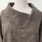 Pèlerine, veste pour femme en laine et soie, chevrons marron à fines rayures